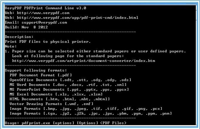 VeryPDF PDFPrint Command Line software