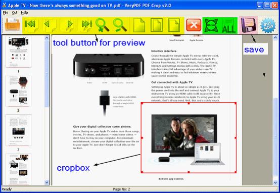 Interface of PDF Cropper for Kindle