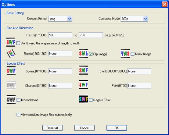 Panel of options